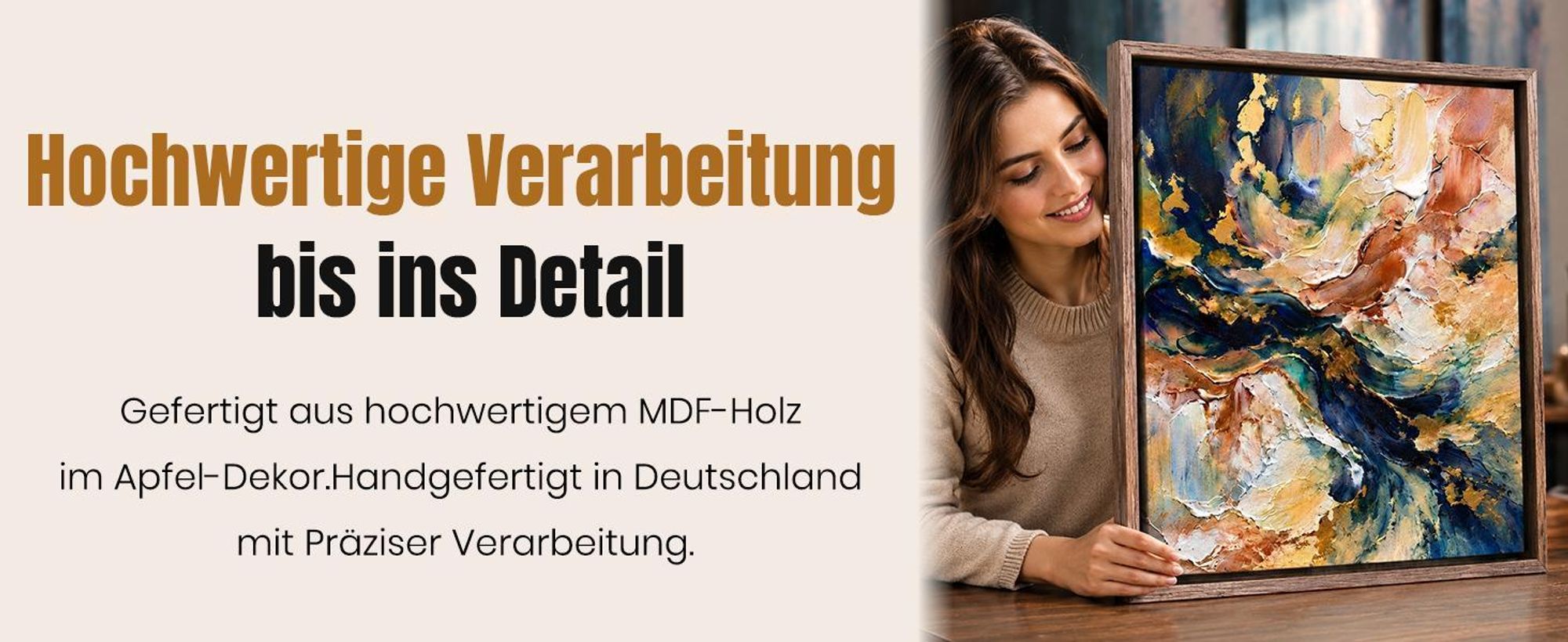 Monframe Schattenfugenrahmen XXL 80x100 cm - Sonoma Eiche - Leerrahmen mit Tiefeneffekt aus MDF Holz in zerlegter Form - für Leinwandbilder auf Keilrahmen