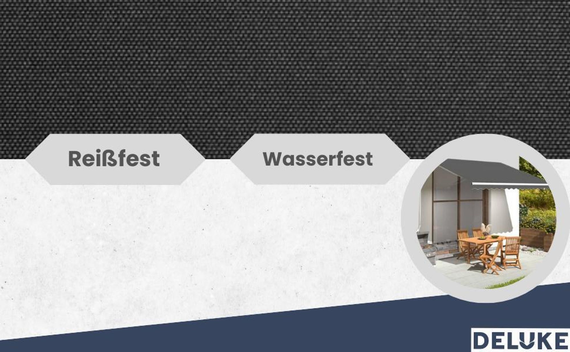 DELUKE® Markisenbespannung Markisenstoff Wasserabweisend Reißfest | Anthrazit, für 300x250cm Rahmen | Markise mit Volant Markisen Ersatzstoff Markisentuch Sonnenschutz Markisenzubehör