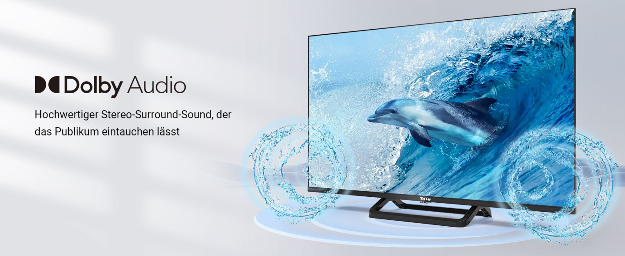 TuTu Standard TV - LED HD - 32 Zoll/82 cm - Randlos Design - Mittelfuß - Tripple Tuner DVB-T/T2/S/S2/C - HDMI x3, USB x2, CI+ - Montiert in Eindhoven - TUB32HN1NC
