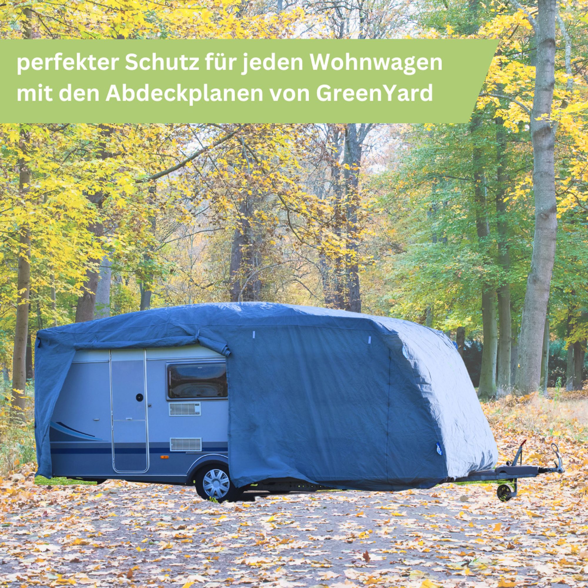 GreenYard Abdeckplane für Wohnwagen oder Wohnmobile Größe S, 460 x 250 x 220 cm