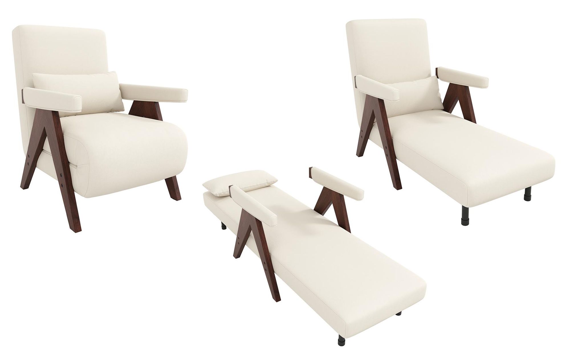 Merax Loungesessel 3-in-1 Klappbarer Umbausessel mit Schlaffunktion, Schlafsessel mit 6-fach verstellbare Rückenlehne, Walnuss