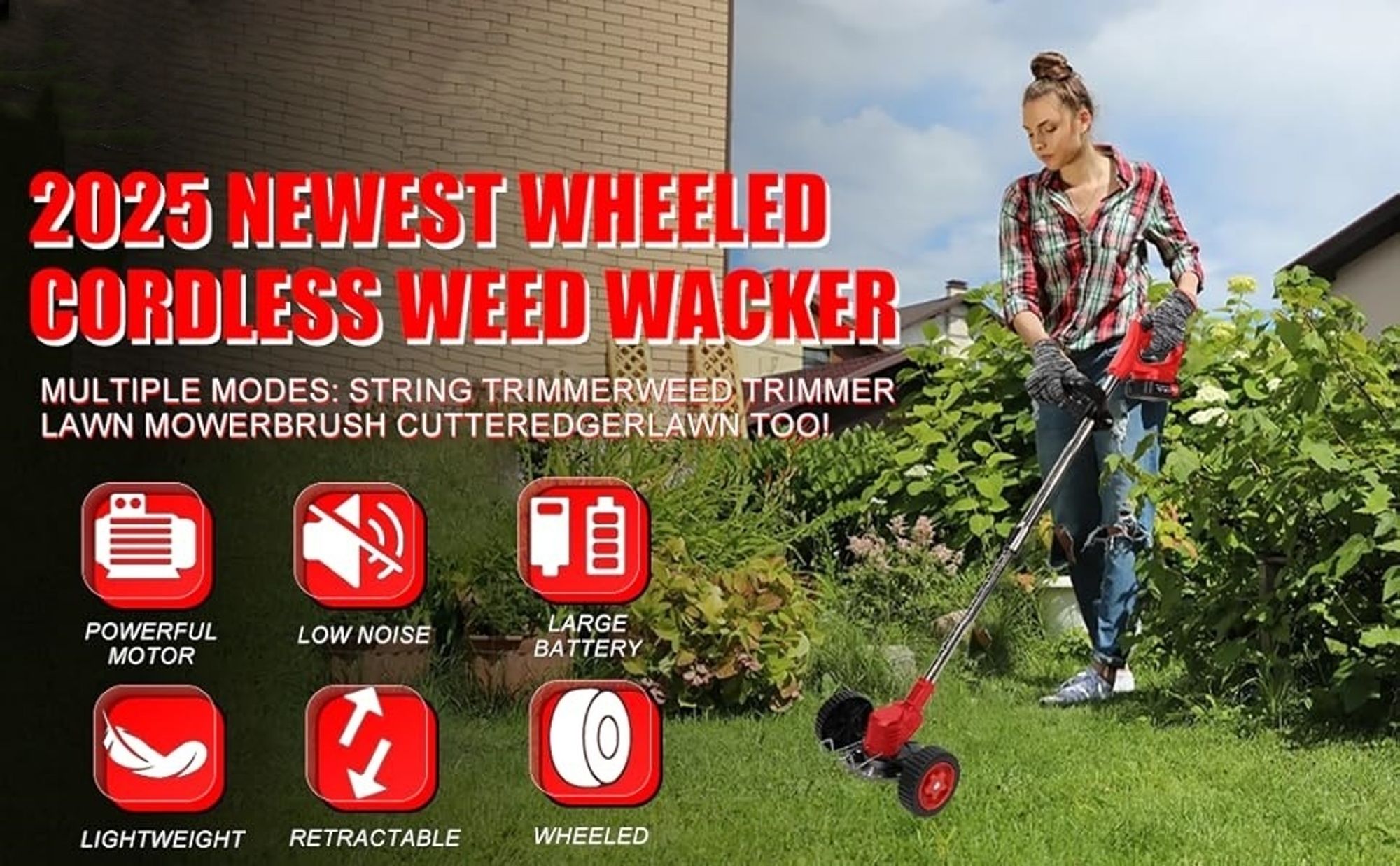 Akku-Rasentrimmer 21V mit 2 Batterie, Freischneider, Motorsense, mit Akku und Ladegerät, Teleskop-Stiel & Zusatzhandgriff