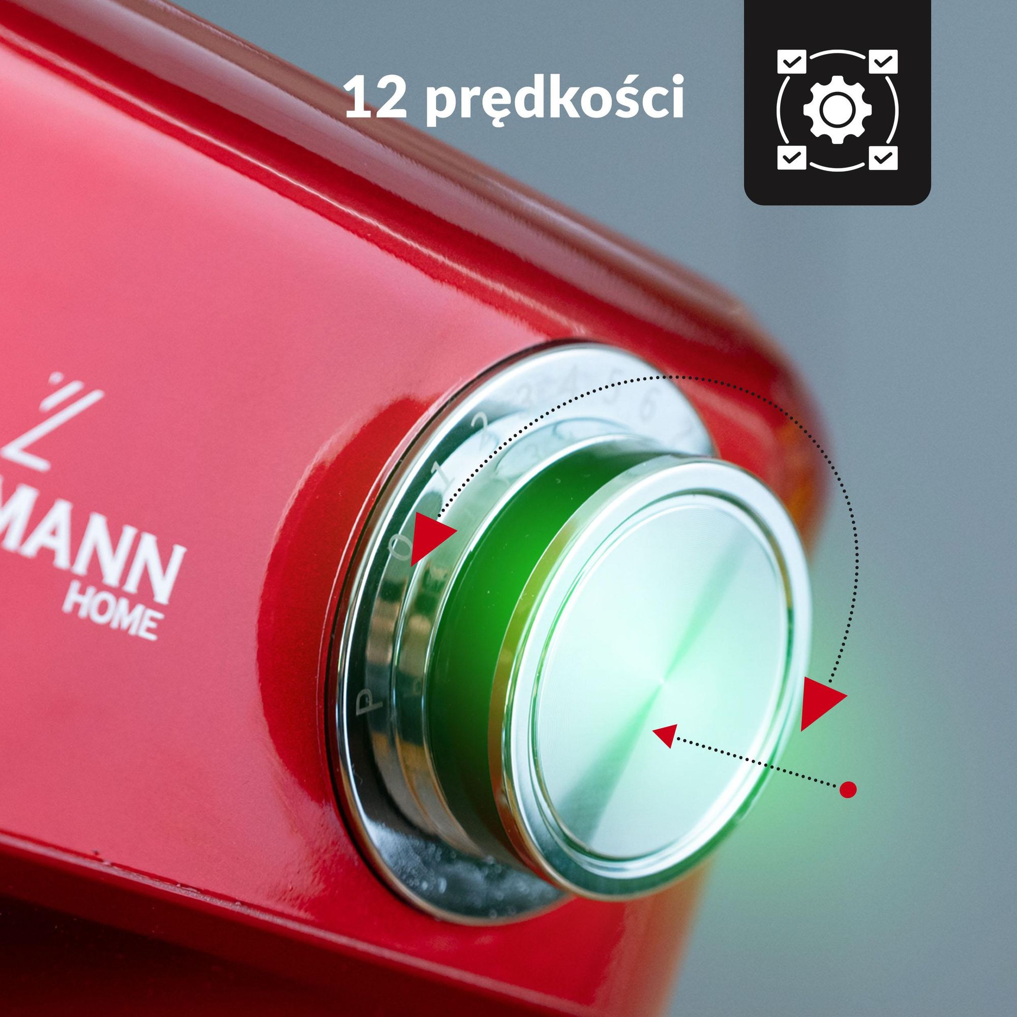 Robot Planetarny LEHMANN CELESTO LHOPM-1505-C Czerwony 1500W, Mikser Kuchenny 5L z 3 Końcówkami, Zabezpieczenie Przed Przegrzaniem, Płynna Regulacja