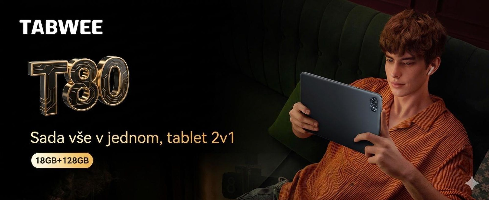 TABWEE T80 (18GB+128GB)，10 palců，Android 16，6000mAh，s klávesnicí,myší,stylusem, ochranným pouzdrem，stojánkem a ochrannou fólií，Face ID，BT5.0，5G
