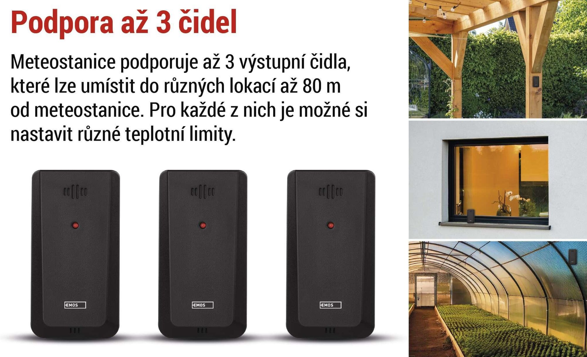 EMOS GoSmart Meteostanice WiFi s bezdrátovým venkovním čidlem a aplikací, barevný displej, předpověď na 5 dní; na bázi Tuya, Smartlife, adaptér
