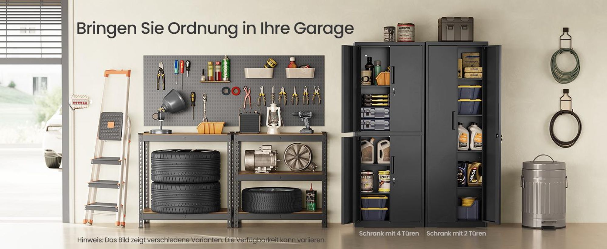 SONGMICS Aktenschrank, Mehrzweckschrank, Büroschrank, 180 cm, 2 Schlösser, verstellbare Ablagen, Aufbewahrungsschrank aus Stahl