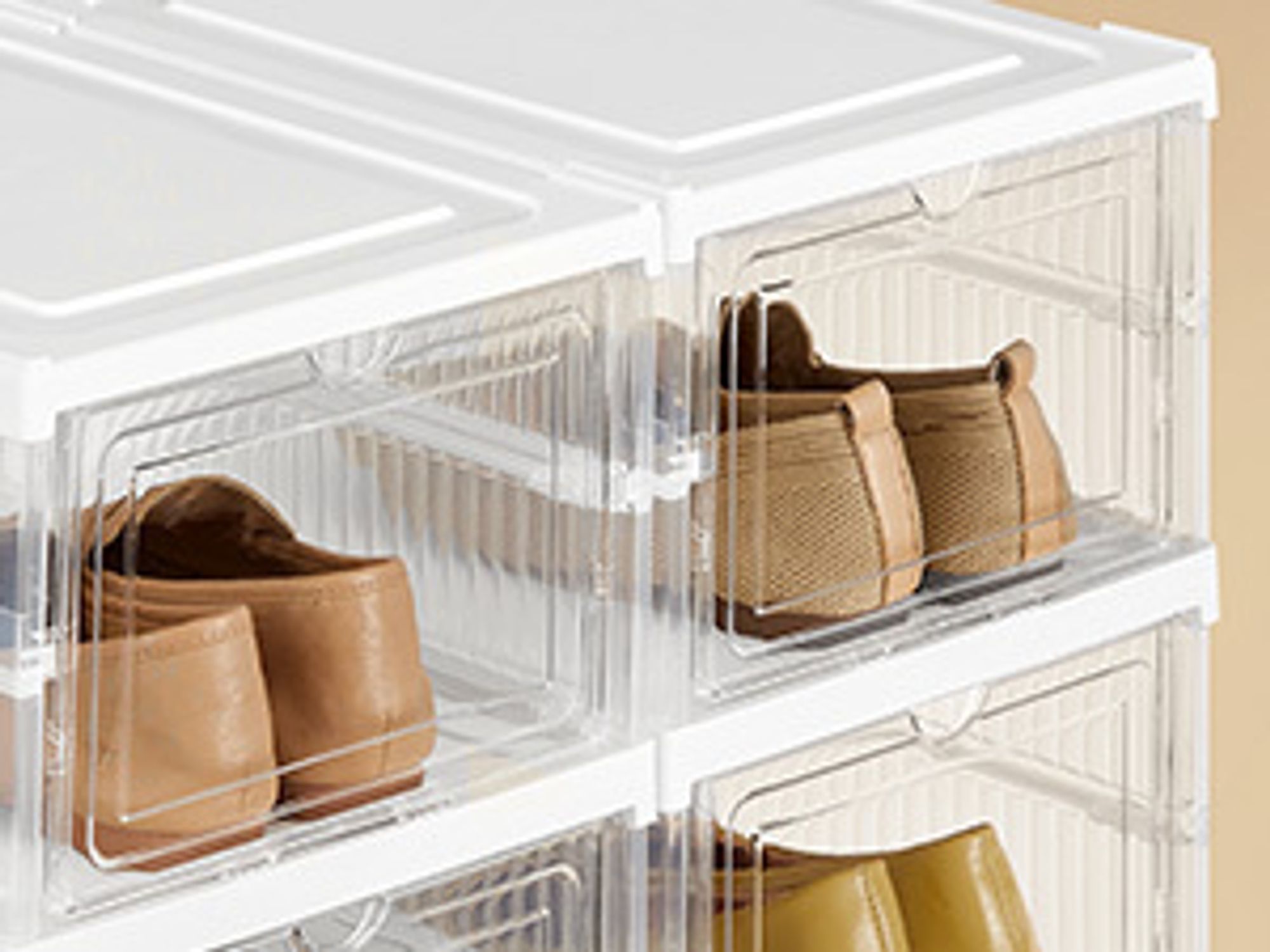 SONGMICS Schuhschrank 1/2/3er Set, mit 6/12/18 Schuhboxen, integrierter Schuh-Organizer, faltbar, tragbar, für Schuhe bis Größe 46, 1-Min-Montage