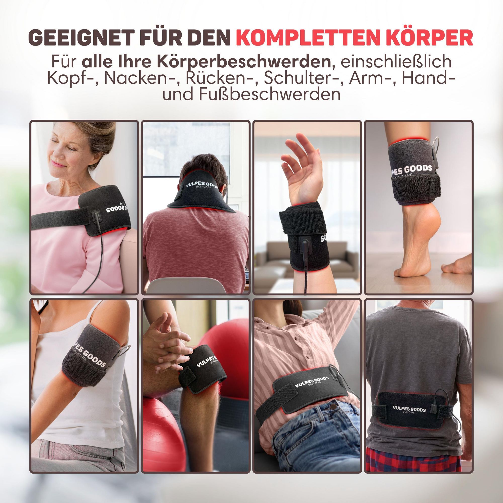 Vulpes Goods Infrarot Therapie Gürtel, Infrarottherapie, Wärmeband, Rücken, Schultern, Nacken, Beine, Rotlichttherapie (660 nm), Nahinfrarot (850 nm)