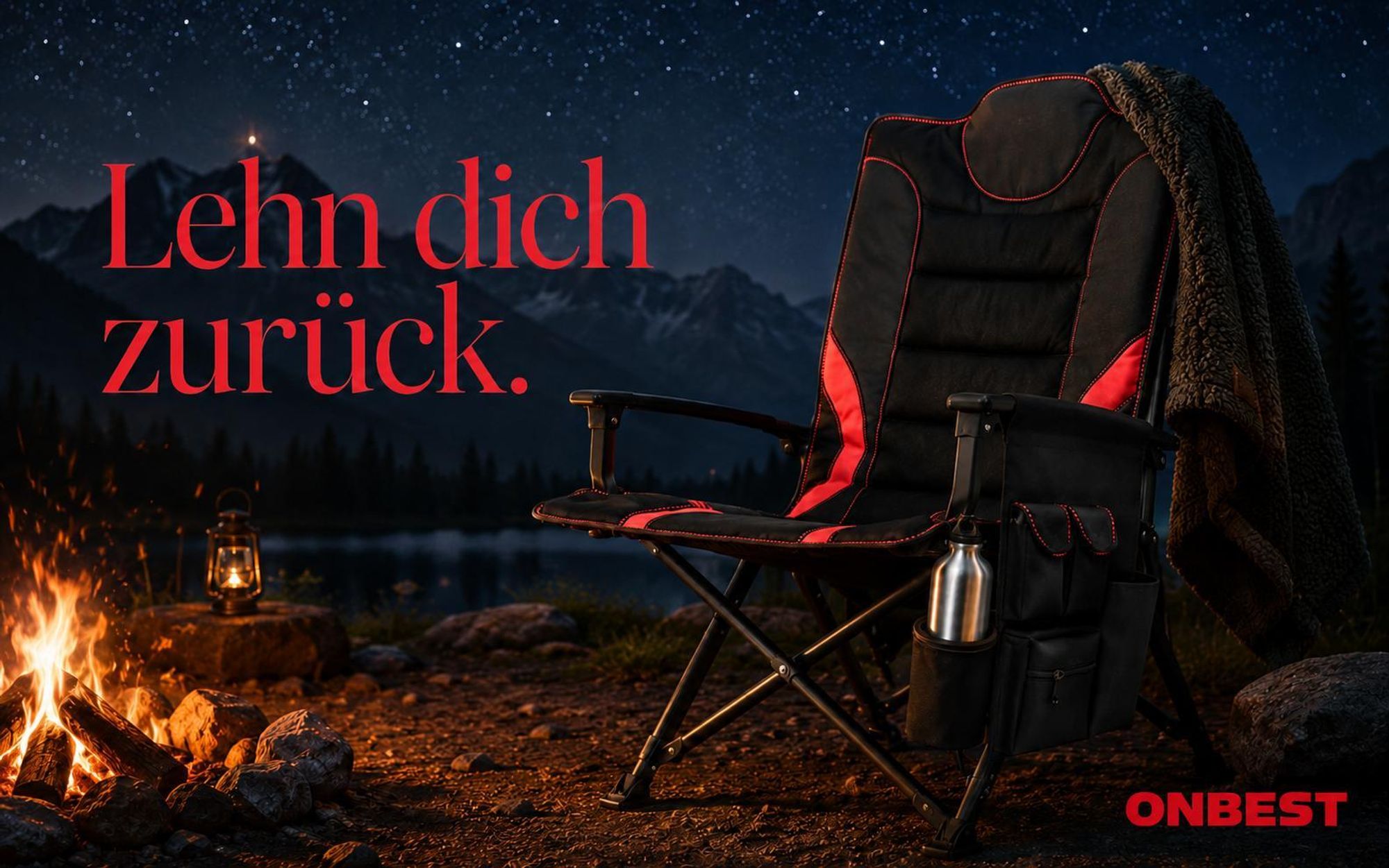 ONBEST Campingstuhl | faltbar | 150 kg | inklusive Tragetasche | Rückentasche | Stahlgestell | Wasserabweisend