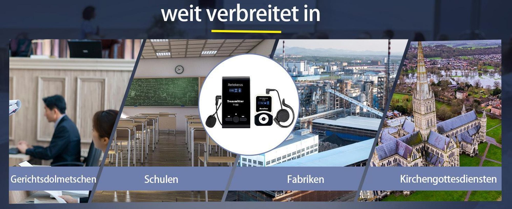 Retekess T130-T131 Tour guide System,60 Meter,99 Kanäle,18H,mit Mikrofon, PLL-Technologie, Geeignet für Reisebüros,Schulungen, Schulbesuche