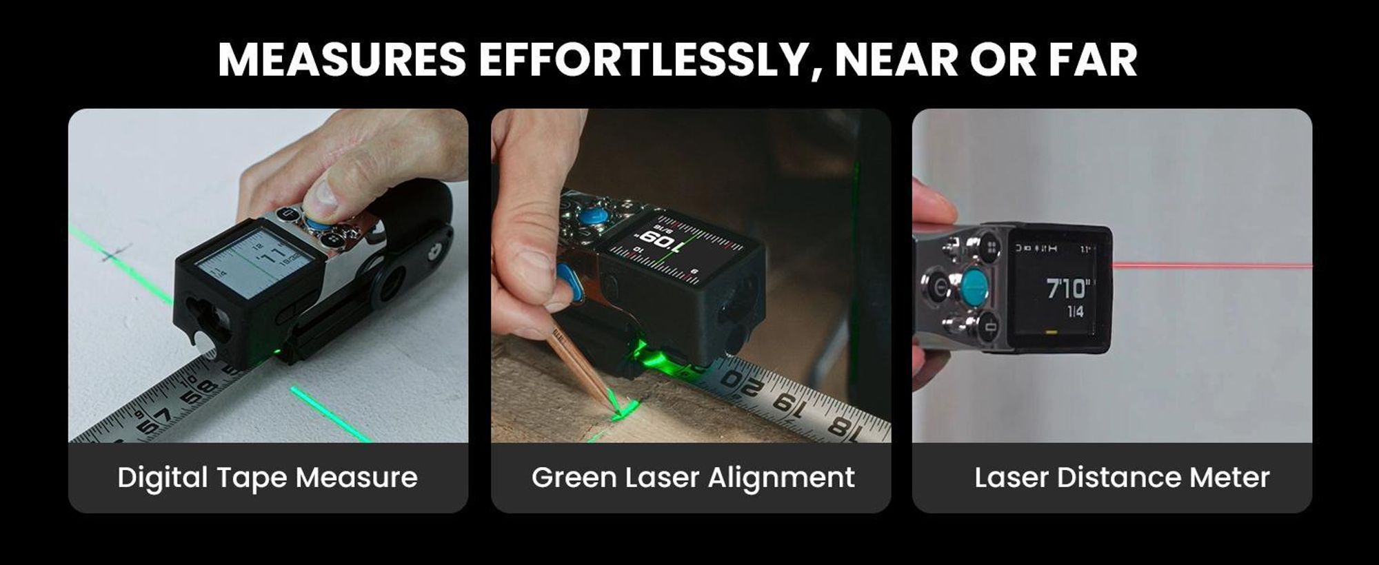 MiLESEEY XTape 1 Laser-Entfernungsmesser 100m & Digitales Maßband, P2P, App, OLED