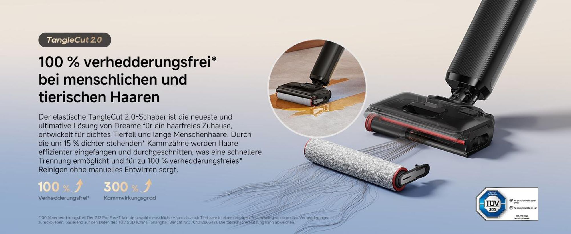 Dreame G12 Pro Flex-T Nass- und Trockensauger,23,000Pa Akku-Staubsauger,180° klappbar,entknotungsfrei,95°C Trocknung,60°C Heißwäsche,TangleCut,Schwarz