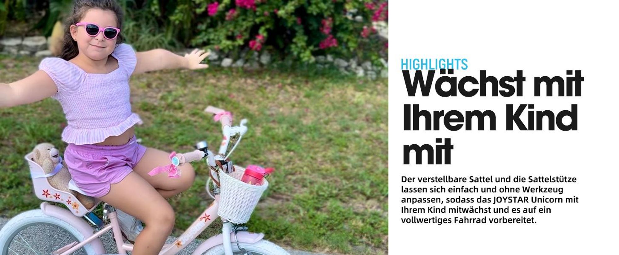 HILAND Joystar 16 Zoll Kinderfahrräder Mädchen mit Puppensitz, Stützräder, Korb, Schutzbleche, V-Brake-Bremsen, grün