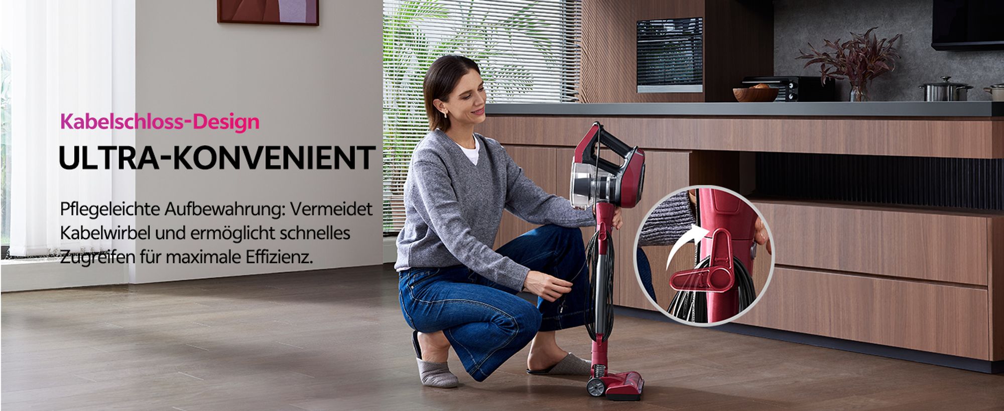 Vactidy C8 Staubsauger mit Kabel 7m/60kPa/600W Handstaubsauger 1,5L Beutelloser Staubbehälter, Antiverhedderungs-Bürste für Böden Teppiche Tierhaare
