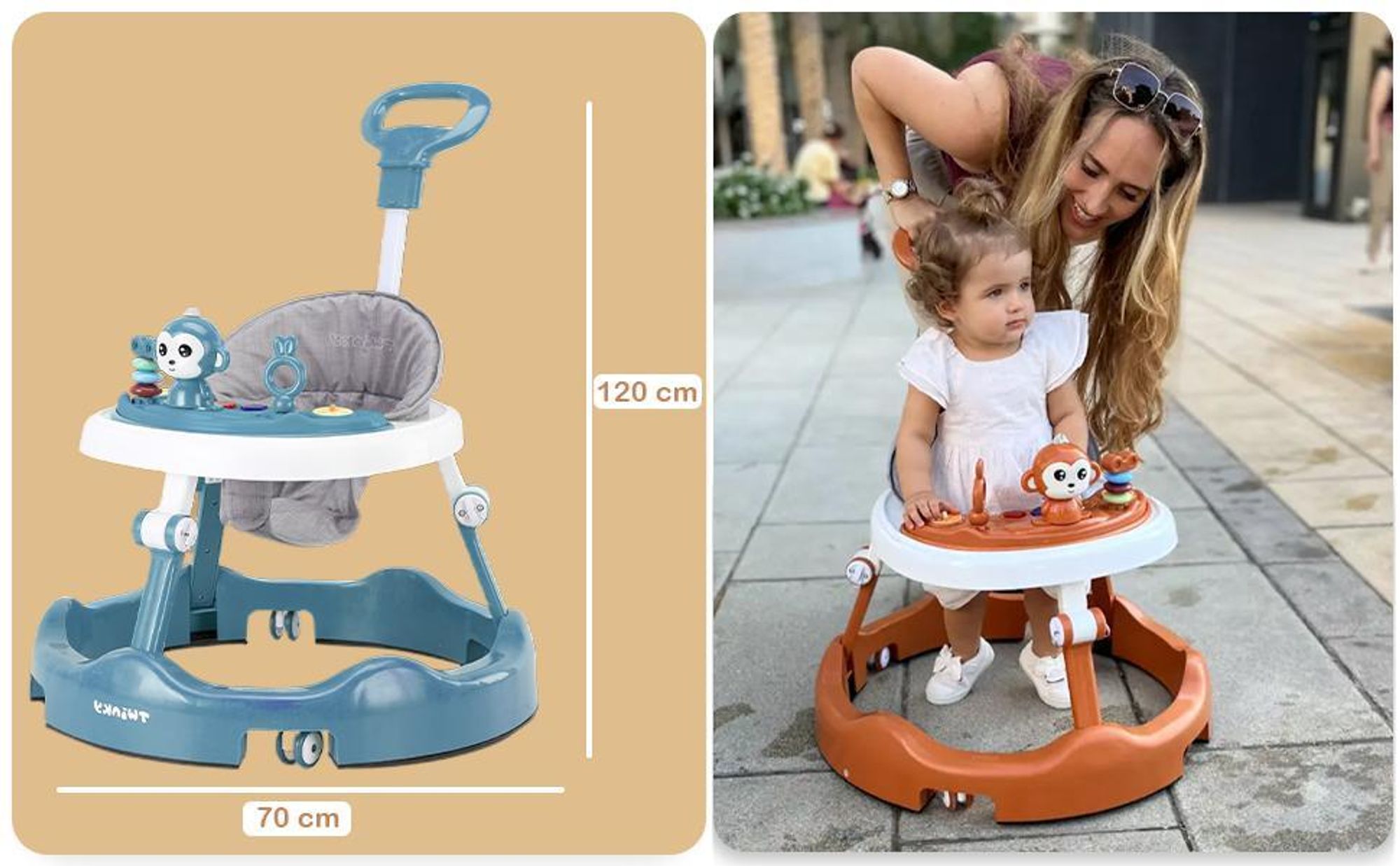 Twinky® Lauflernhilfe in Azur Blau | Lauflernwagen mit Spielset und Zubehör für sicheres und spielerisches Lernen | inkl. Fußmatte und Haltegriff