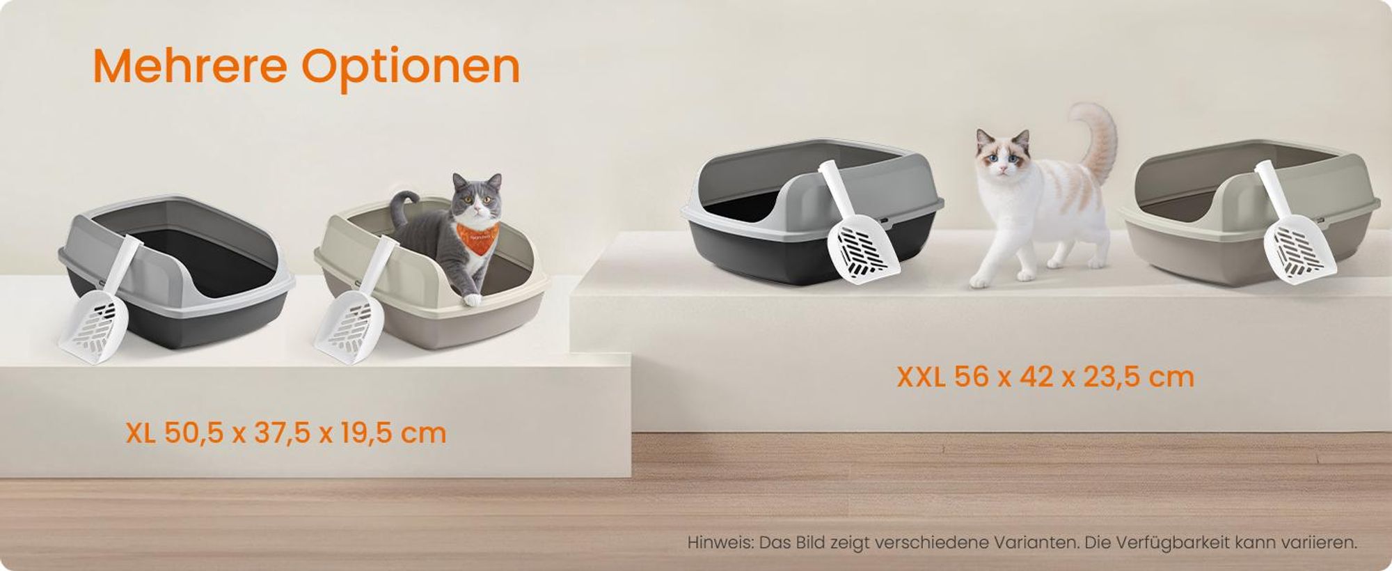 Feandrea Katzenklo mit hohen Seitenwänden, XXL, offene Katzentoilette, mit Schaufel