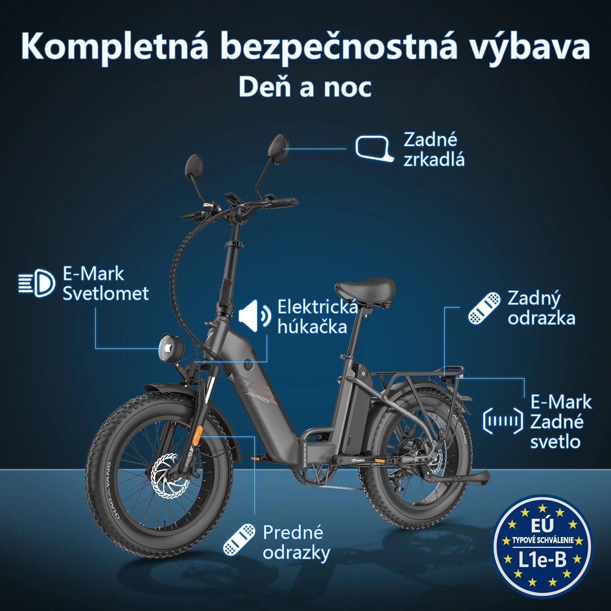 Elektrický Bicykel FAFREES FF20 Polar - Batéria 48V12*2AH 20" Hydraulická Kotúčová Brzda - Sivo Modrá