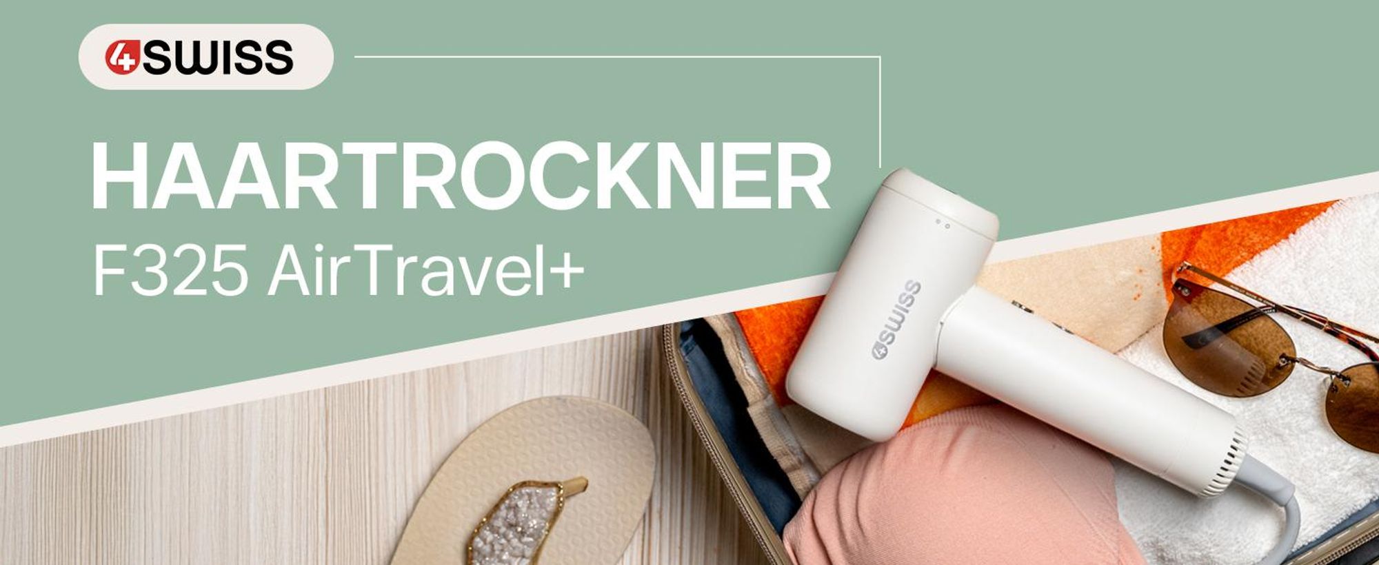 4Swiss F325 AirTravel + Reise-Haartrockner - Ionen Reiseföhn 1200 W Kompakt Haarföhn Föhn Kaltstufe Leicht Styling Weiß