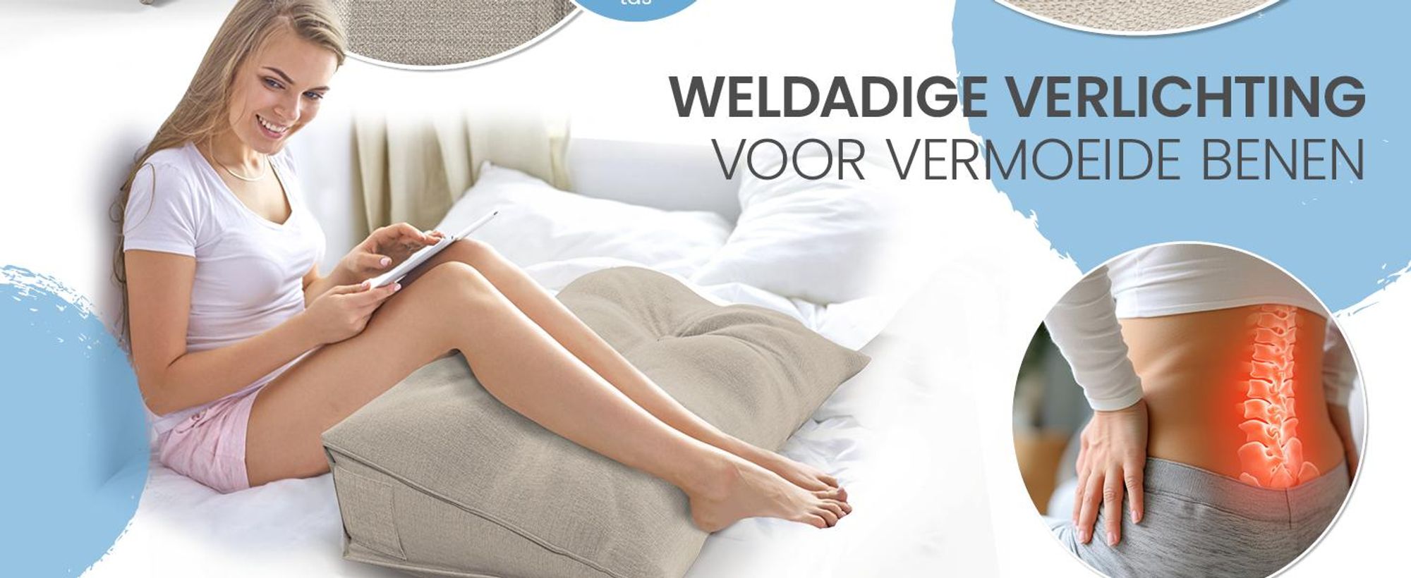 ELONEO rugkussen, 90 cm breed, geschikt als keilkussen voor bed en bank, driehoekig leeskussen, kussen met afneembare en wasbare hoes
