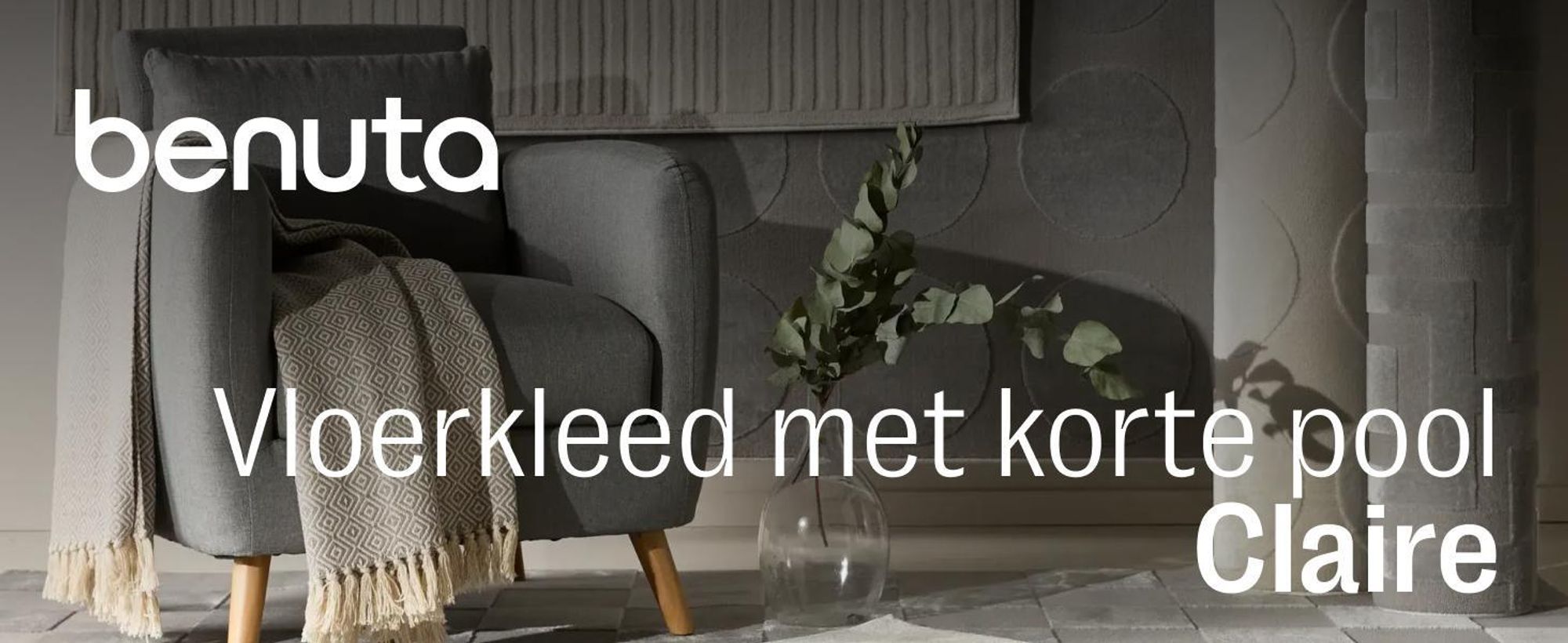 benuta vloerkleed woonkamer Claire Gris 160x230 cm woonkamer  tapijt, rechthoekig, modern patroon, korte pool, Scandinavisch