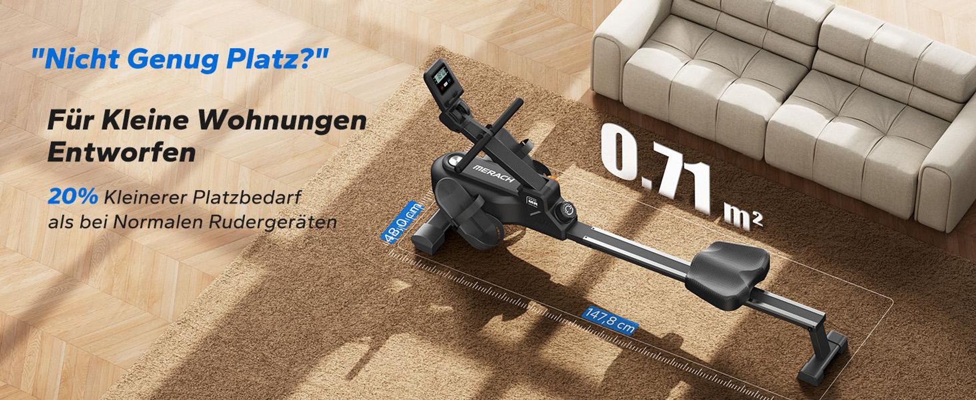 Magnetisches Rudergerät im Hai-Design – 16 Stufen, LCD & Bluetooth, extra leises Bremssystem, interaktive App & Kinomap-Kompatibilität, klappbar