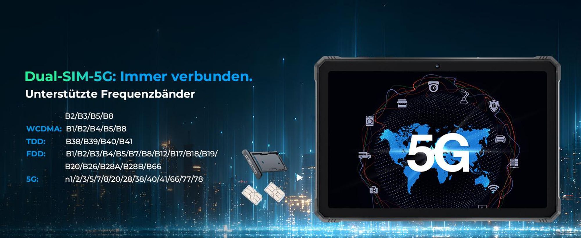 HOTWAV R9 Ultra 5G Outdoor Tablet, 20080mAh Wasserdicht Tablet, Android 15, 11" 2K FHD+ Rugged Tablets 24GB+512GB,64MP IP68/ Dual SIM/5G WiFi/GPS/OTG