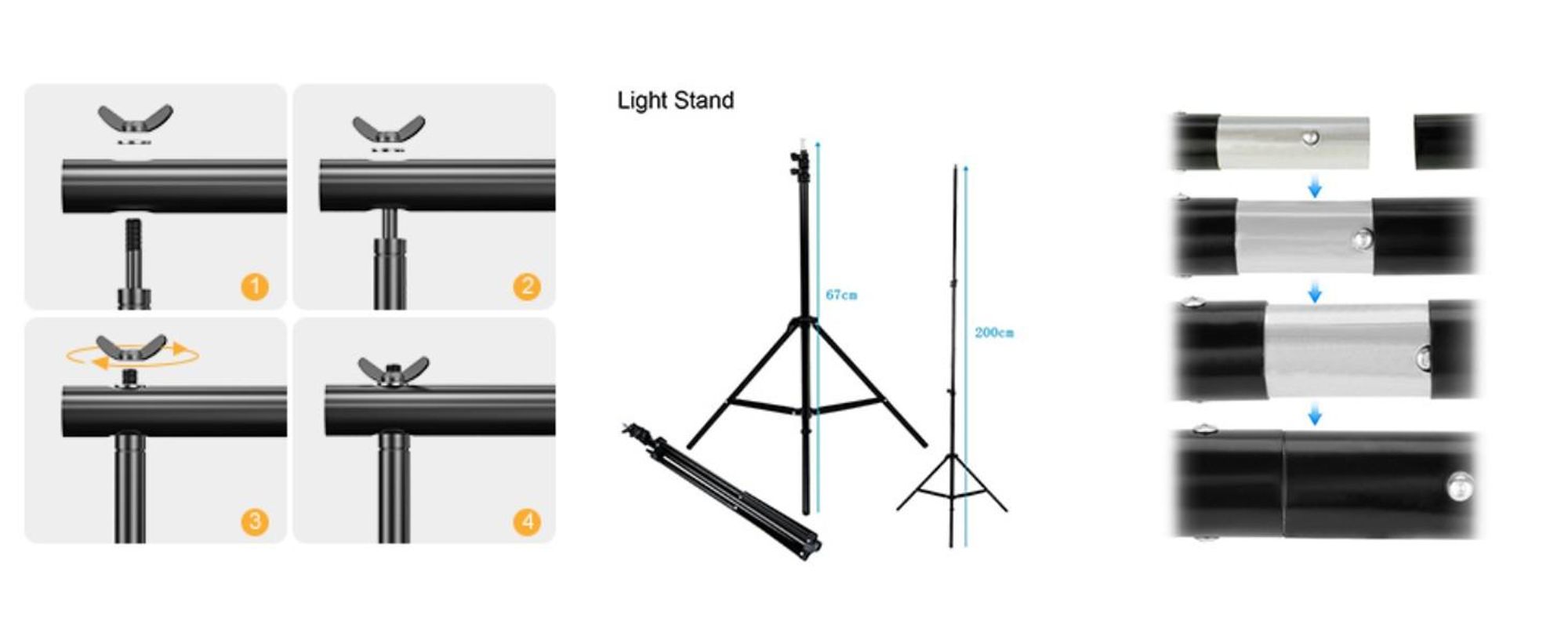 Produktbild von Fotowand Hintergrund HENGMEI 2 X 3M Ständer Set Verstellbarer Aus Aluminiumlegierung Hintergrundständer Mit Tragetasche Für Fotostudio, 5 Kg Tragfähigkeit Foto Hintergrund