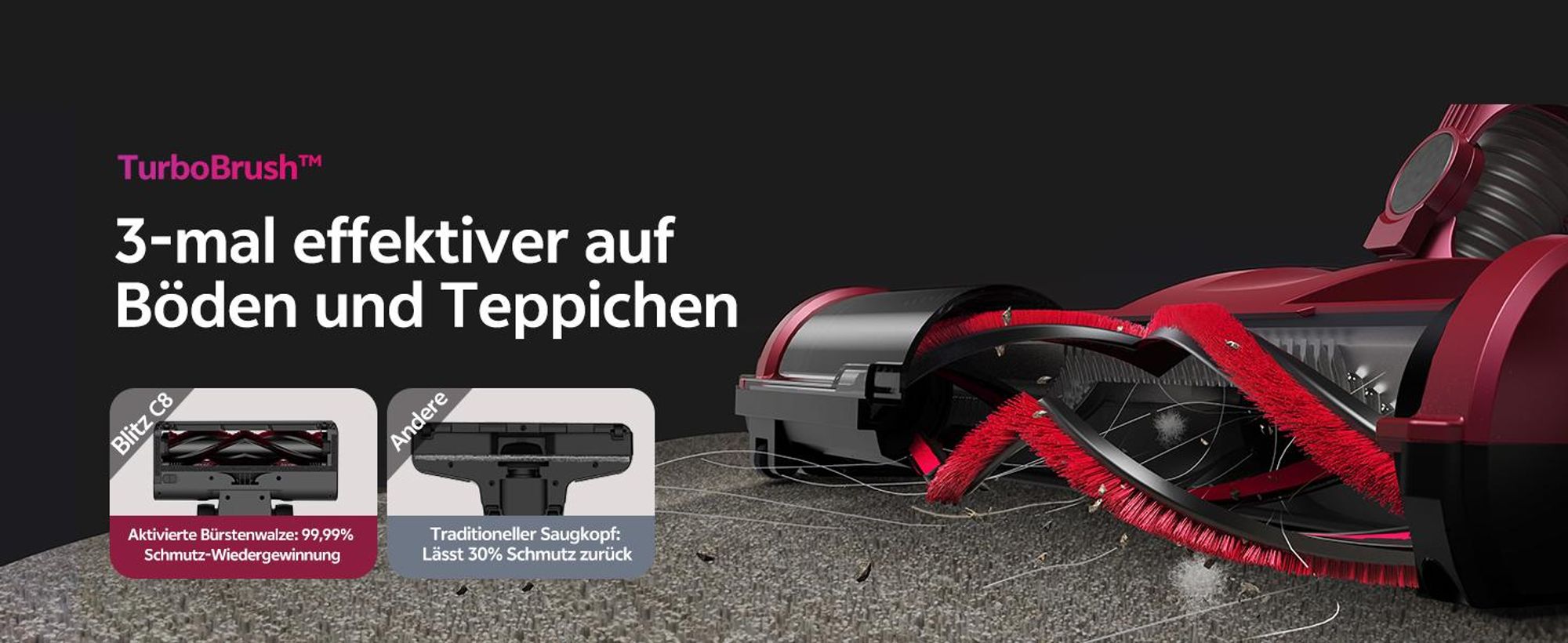 Vactidy C8 Staubsauger mit Kabel 7m/60kPa/600W Handstaubsauger 1,5L Beutelloser Staubbehälter, Antiverhedderungs-Bürste für Böden Teppiche Tierhaare