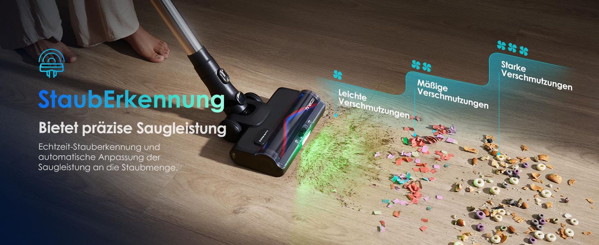 Tineco PURE ONE S70 Akku Staubsauger, 200 AW, LED, 3DSense Pro Reinigungssystem, 95 Min. 6-stufiges Filter, ZeroTangle-Bürste, Handstaubsauger