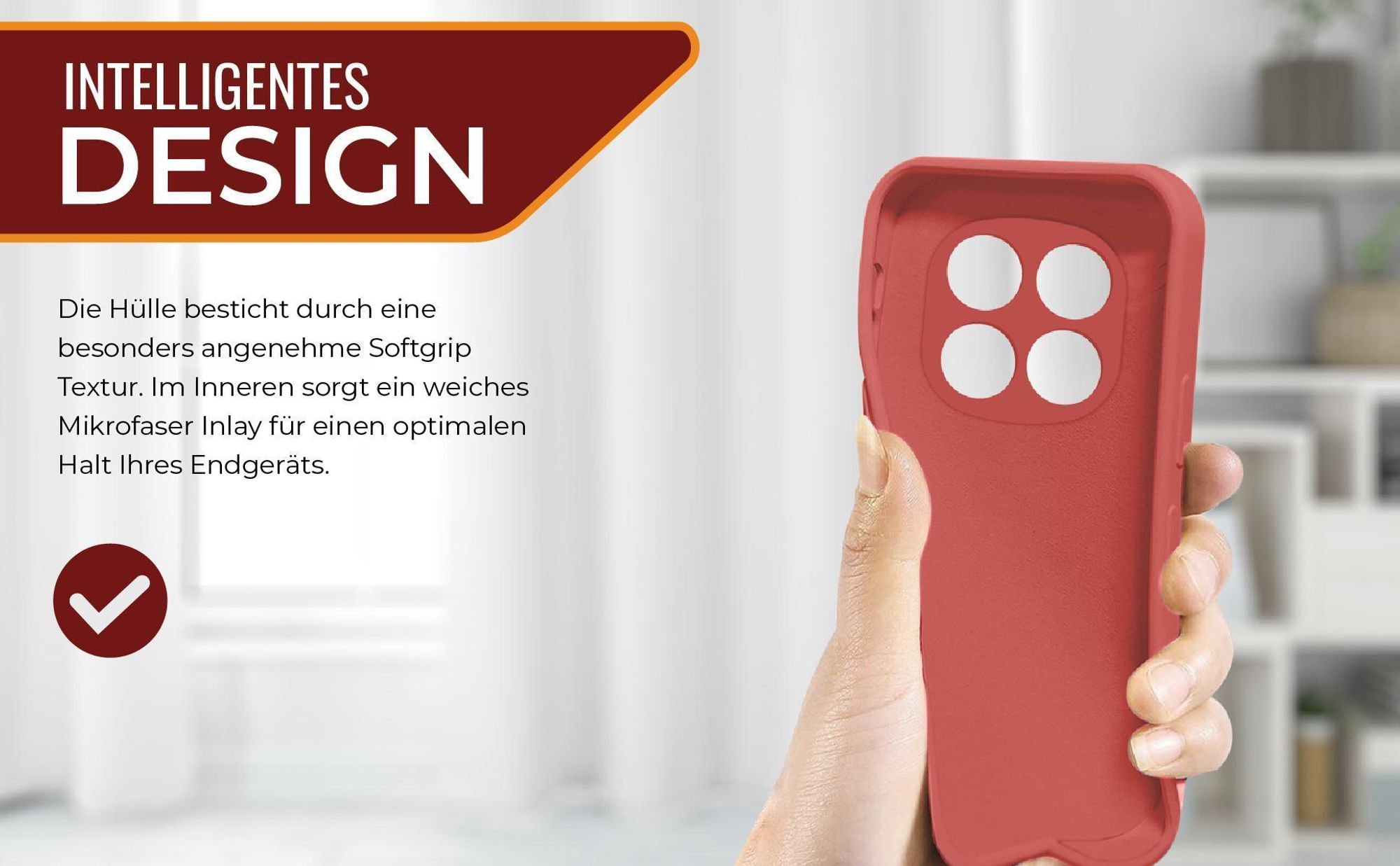 Slimcover in Rot für Xiaomi Redmi Note 15 / 15 5G mit Mikrofraser Inlay