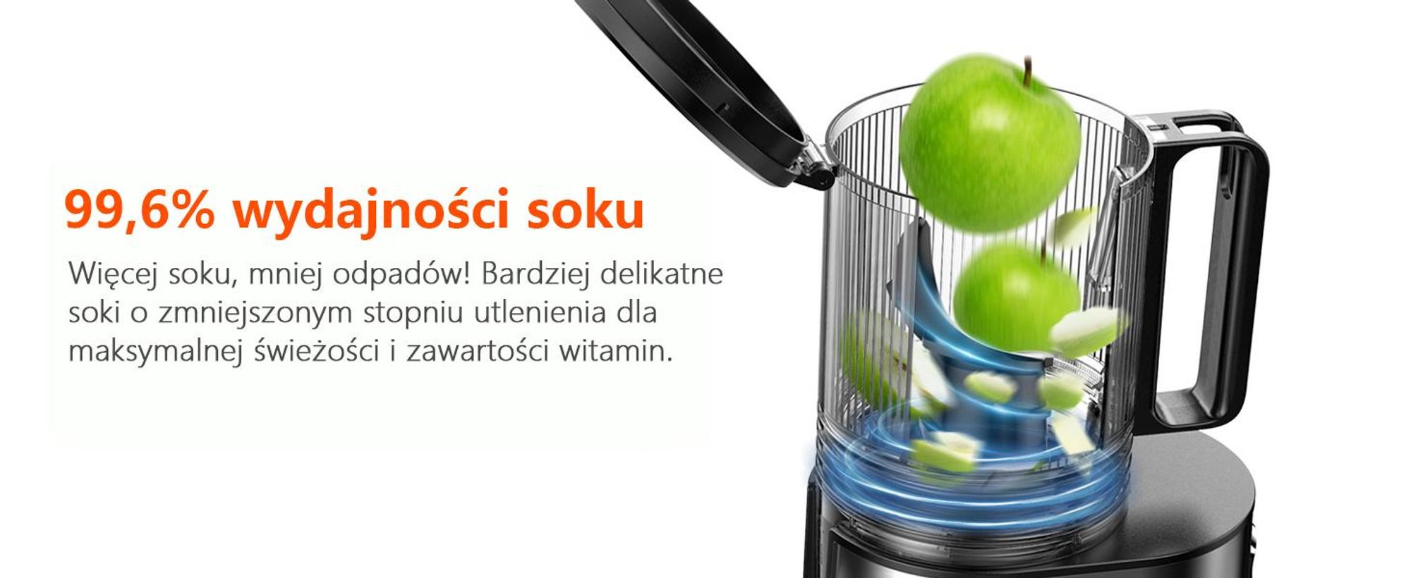 CelerySpec SJ-048-EU-SS Wolnoobrotowa Sokowirówka - 250W Potencia 1.8L Duża pojemność Dwa otwory do podawania soku 130 mm i 45 mm - Argento