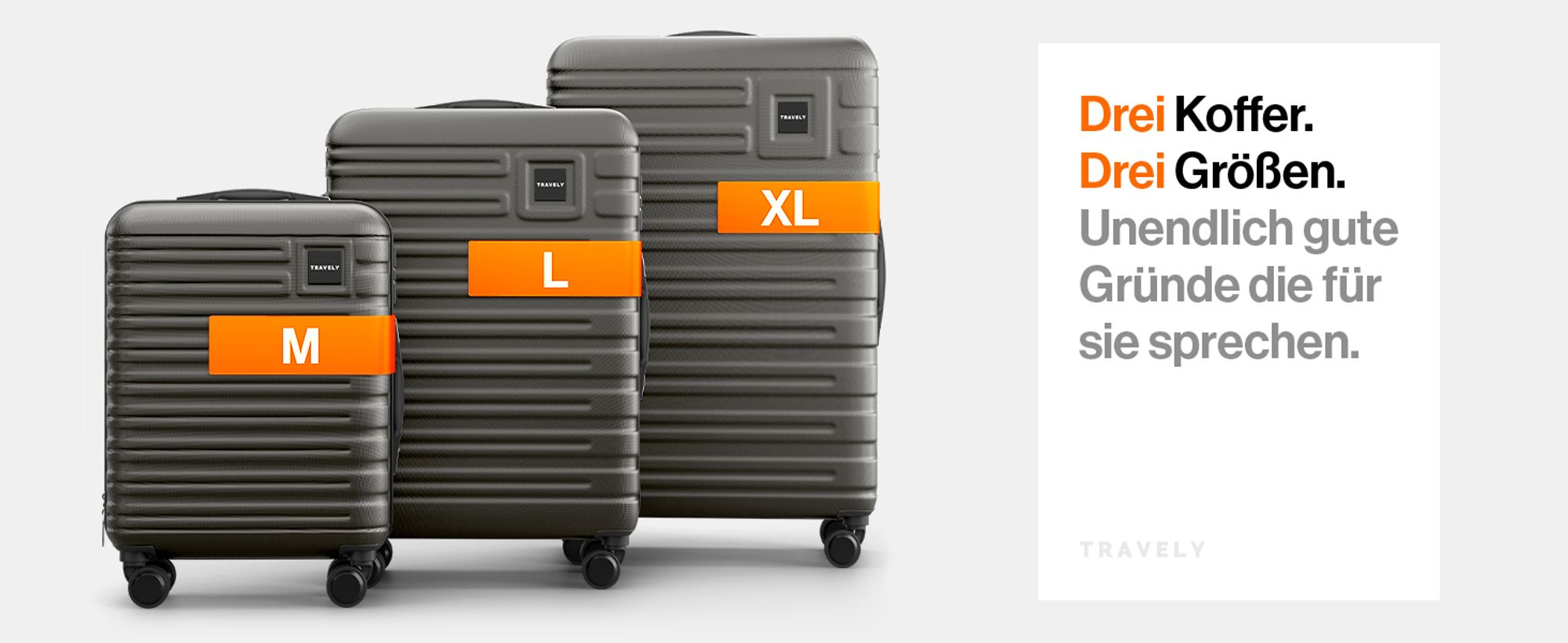 TRAVELY Premium Koffer Set: 77cm, 67cm & 55cm Handgepäck Koffer in einem Set, sehr robuste Reisekoffer mit sanften Rollen & TSA Schloss, Reisekoffer, Koffer & Trolleys