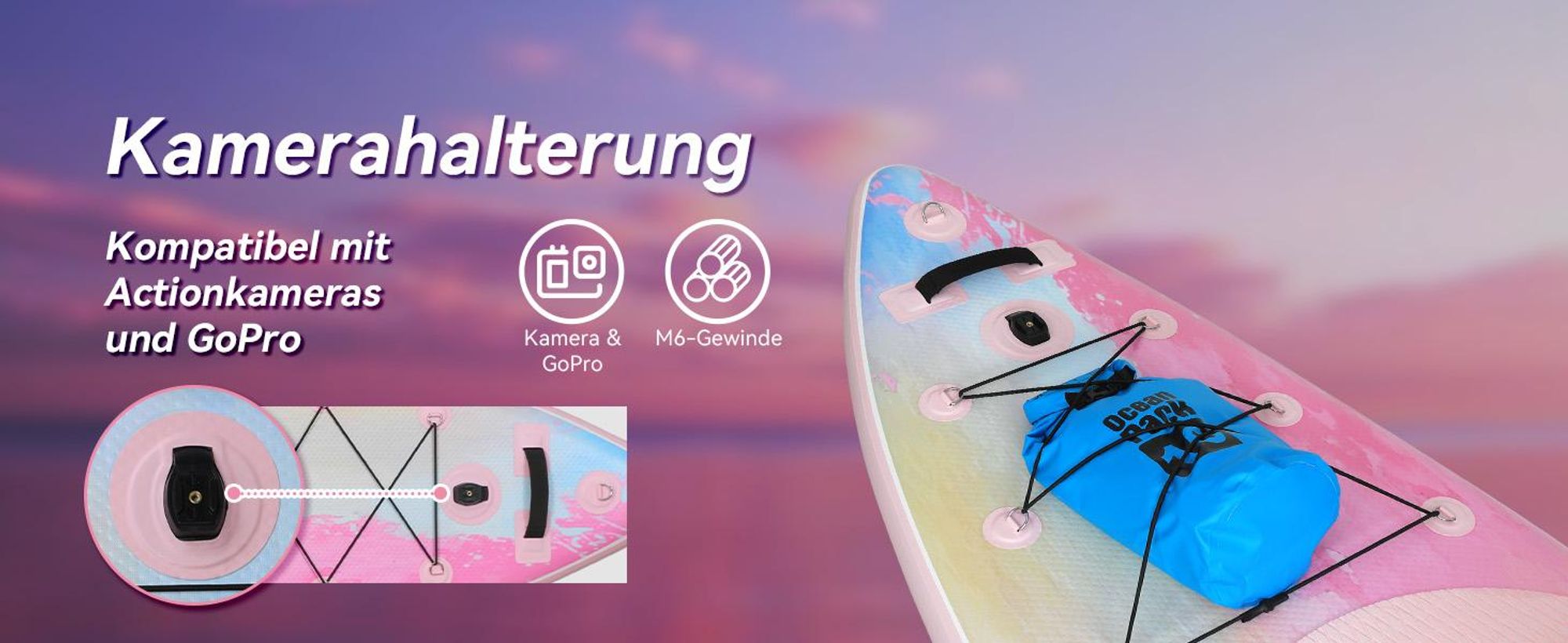 Puluomis SUP Board mit Sitz 335cm, Stand Up Paddle Boards Set, Paddling Paddelboard Surfbrett Aufblasbar, Pumpe Tragetasche, MB. bis 150Kg Pink Bunt