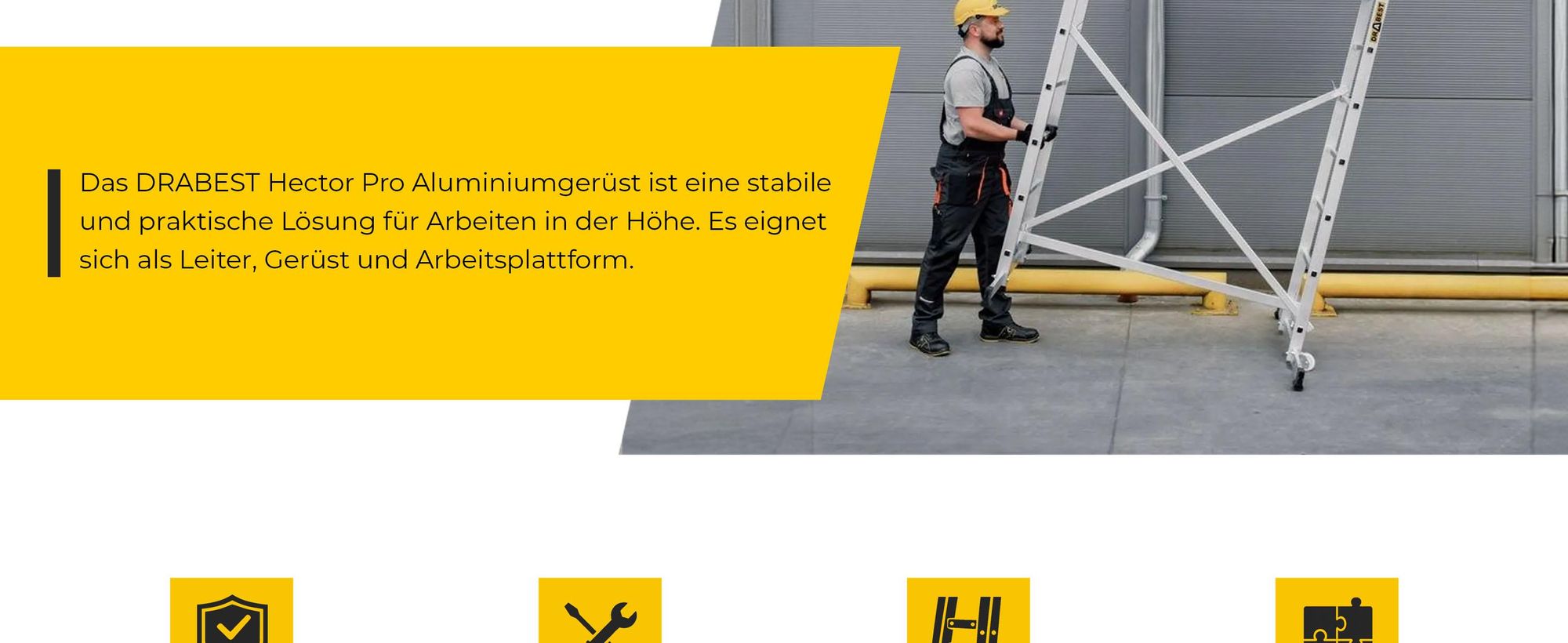 Drabest | Aluminiumgerüst - gerüst - Leitergerüst - leiter gerüst - bis zu 150kg - alu gerüst - arbeitsplattform - plattform alu gerüst