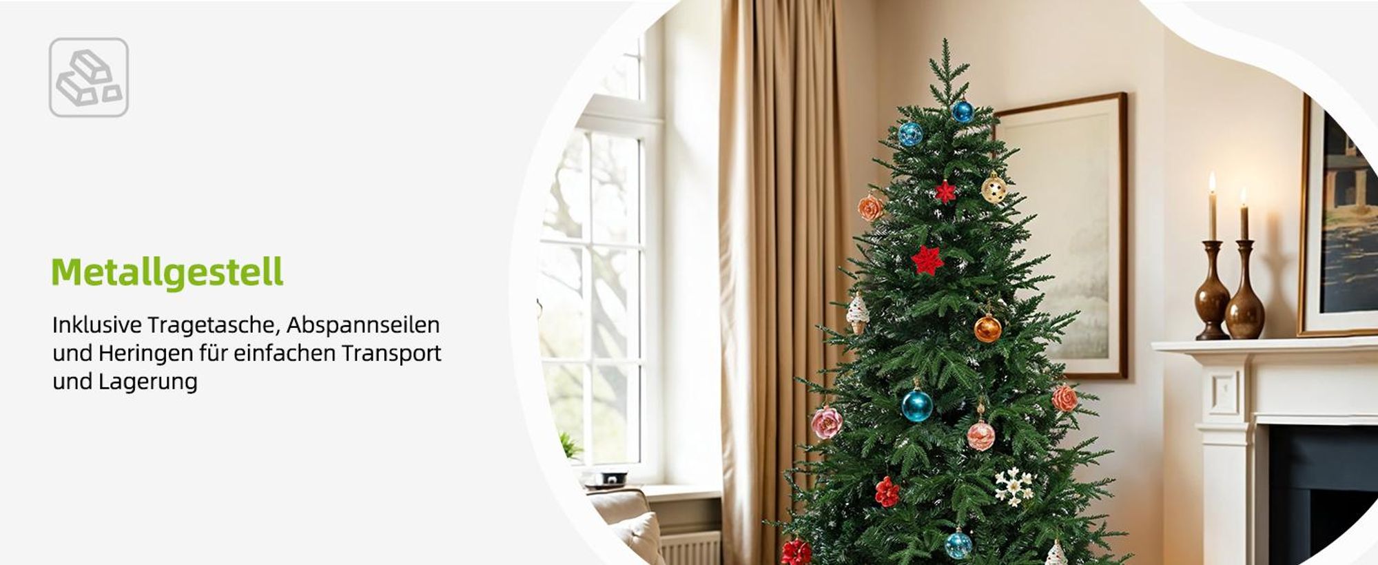 182cm Künstlicher Weihnachtsbaum, mit 900 Spitzen PVC, Naturgetreu Tannenbaum mit Metallständer, Φ90cm