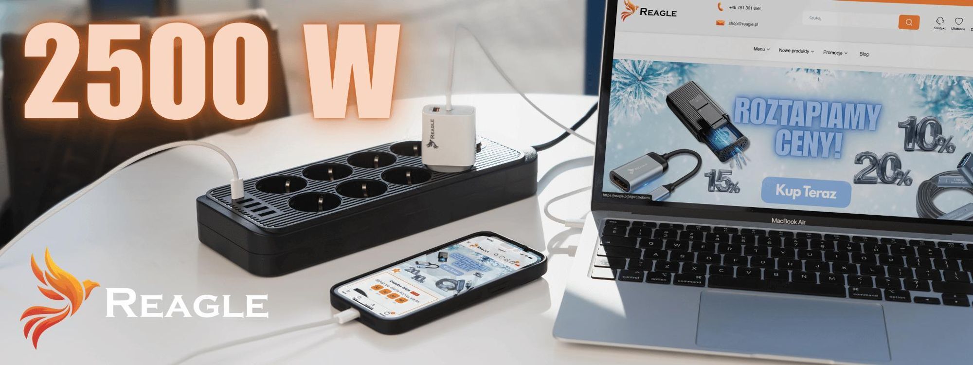 Reagle 3M Steckdosenleiste Mit Überspannungsschutz, 8 Steckdosen, 4X Usb, 1X Usb-C, Schalter, Mehrfachsteckdose, Verlängerungskabel