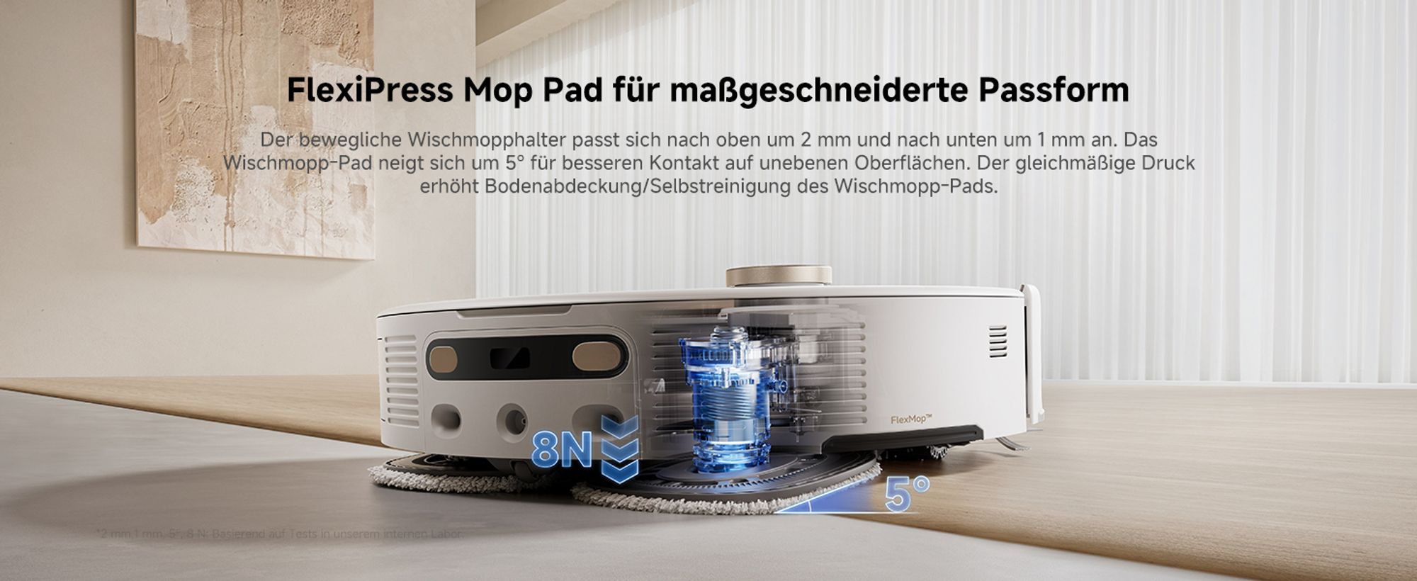 MOVA V50 Ultra Complete Saugroboter mit Wischfunktion, Einer Saugkraft von 24000Pa,anhebbare Navigation,Warmwasser-Wischen mit DuoSolution-System,Weiß