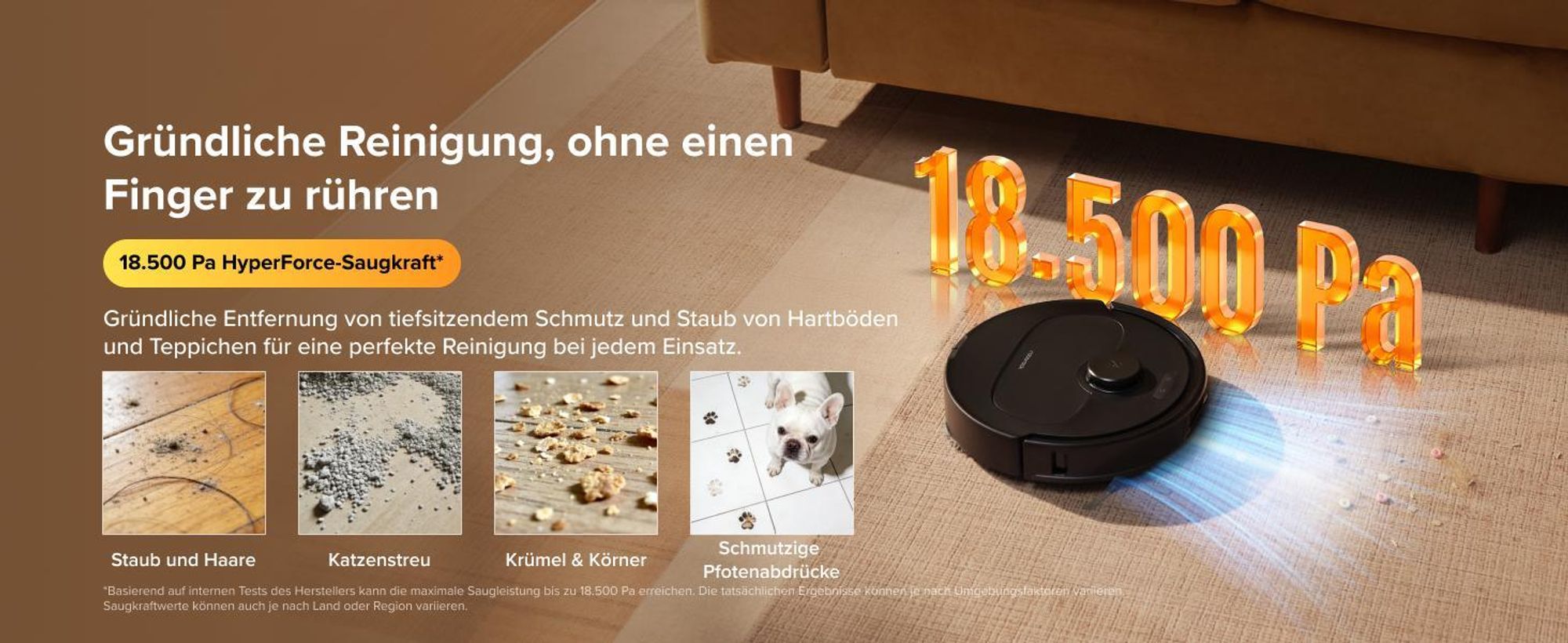 Roborock Qrevo S Pro Staubsauger Roboter mit Wischfunktion, 18.500Pa(Upgrade von QV 35A), Anti-Tangle System, 75 °C Heißwasser-Moppwäsche, Schwarz