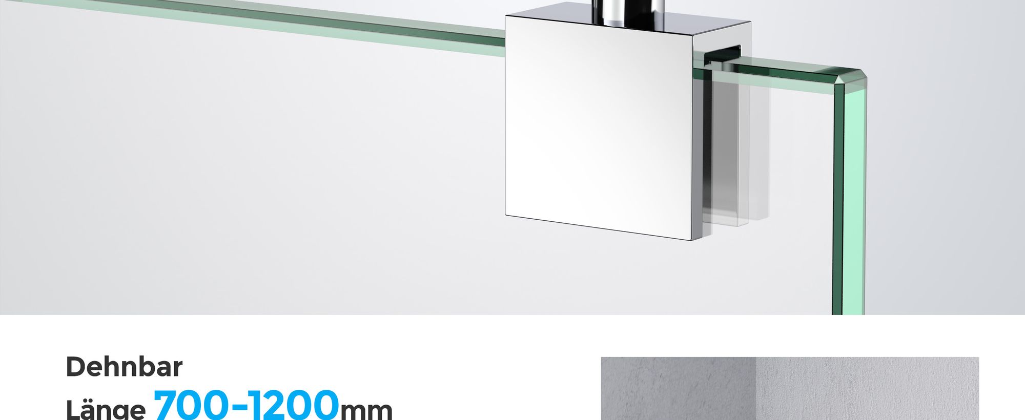 Heilmetz Stabilisator Haltestange Duschwände Stabilisierungsstange Rund Edelstahl Teleskopstange 70-120cm für 8-10mm Walk in Duschwände Stützstange