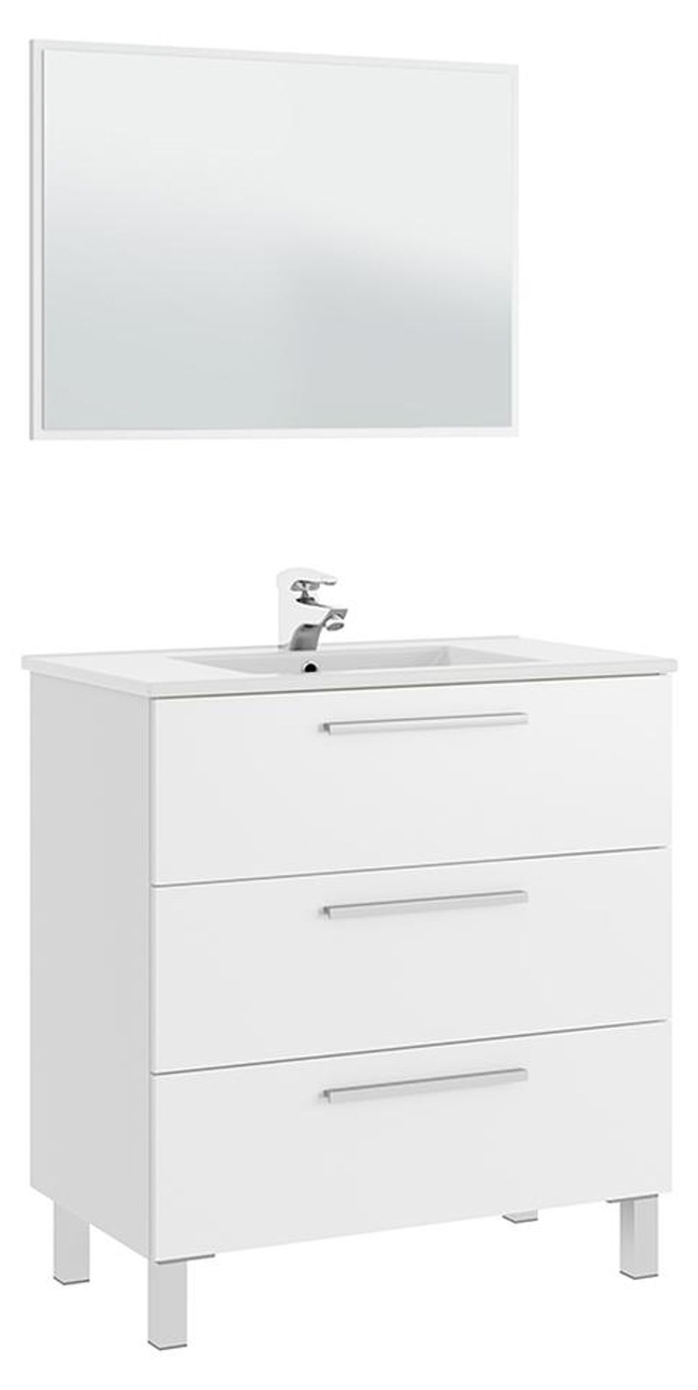 ATHENA Waschbeckenunterschrank – moderner Bad-Unterschrank mit Soft-Close-Schubladen und Spiegel