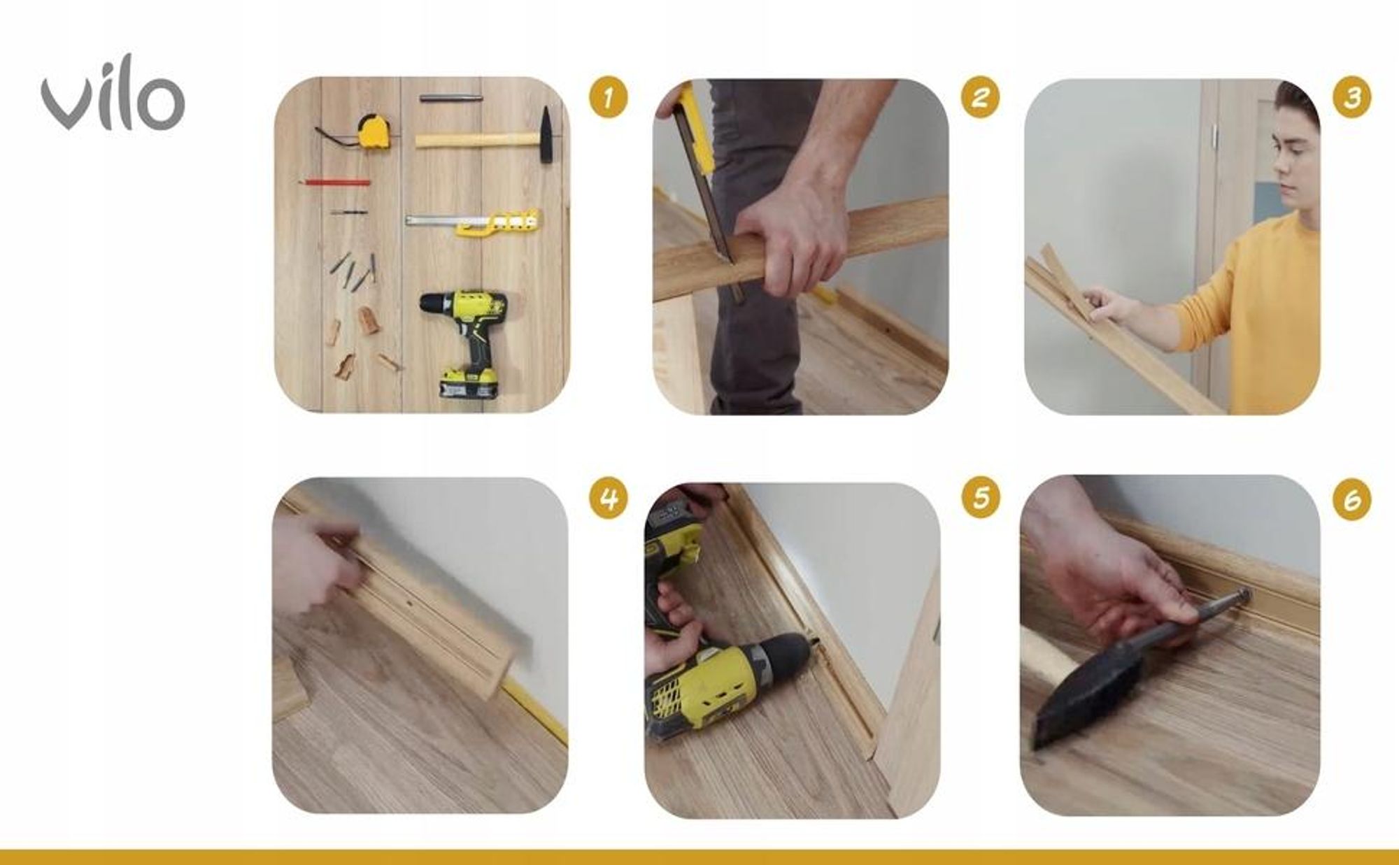 VILO IZZI Innenecke Helle Holzoptik (2er Set) - Eckverbinder für PVC Sockelleisten, Wasserfest, Nahtloser Übergang für Fußleisten