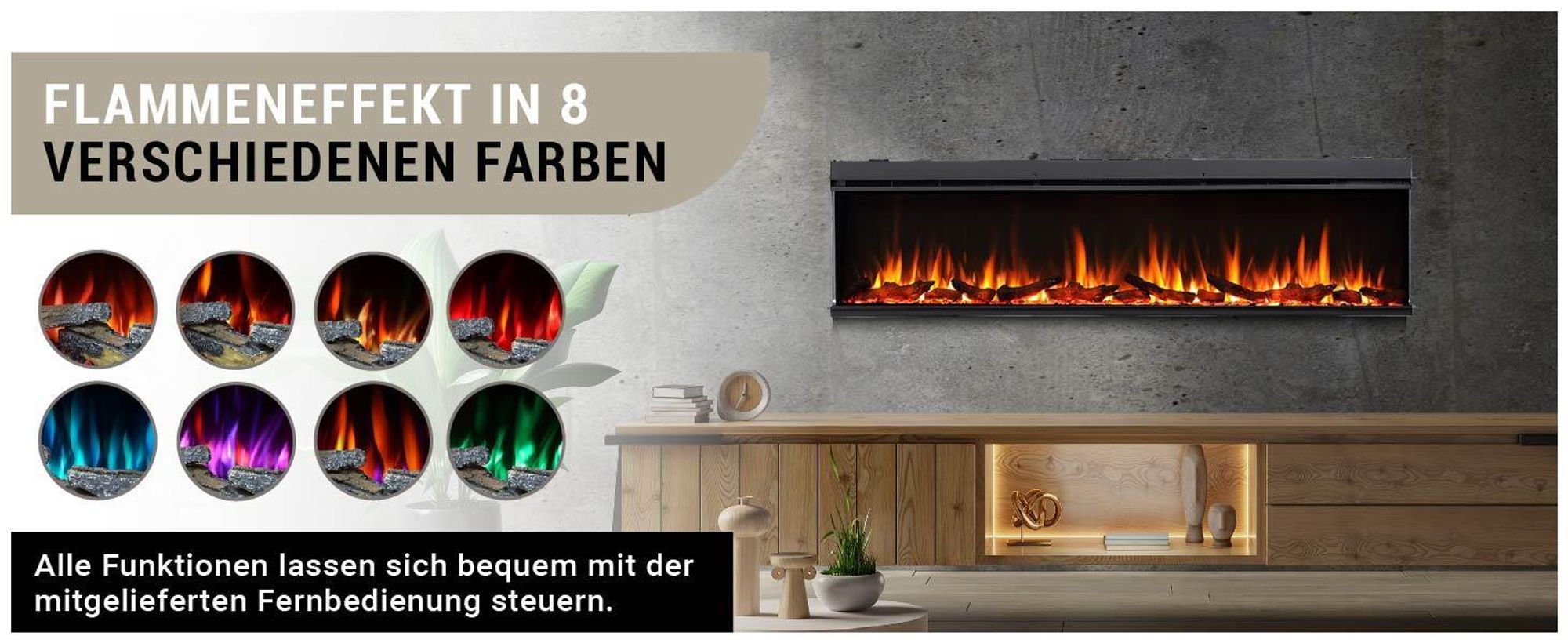 Elektrokamin Einbaukamin BALDERIA Athena 72 – Heizung bis 1500 W, schwarz