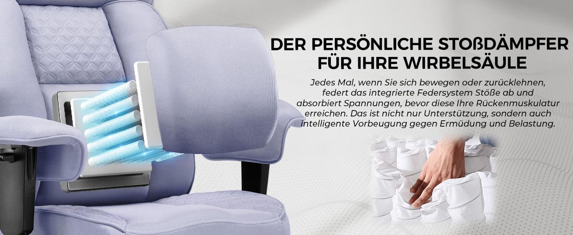 GTPLAYER Gaming Stuhl, breiter Bürostuhl aus Hochwertigem Stoff, Ergonomischer PC-Stuhl, Verstellbarer und Drehbarer Schreibtischstuhl mit Fußstütze,