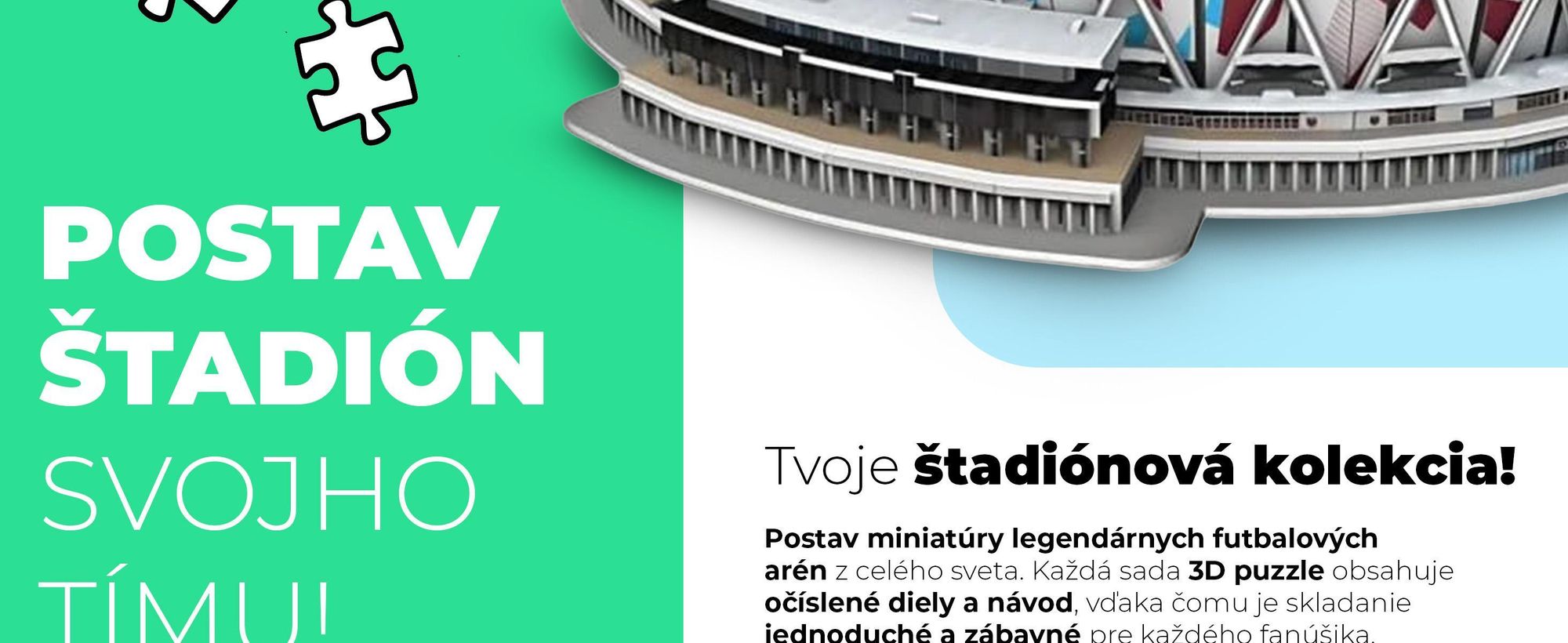 Puzzle 3D, 3d puzzle, Futbalový štadión, Pre futbalových fanúšikov, Futbal