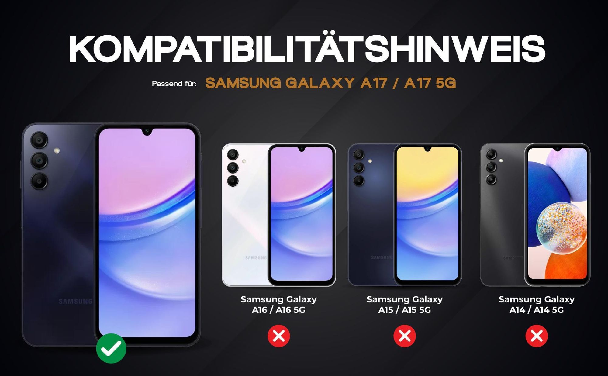 Kompatibilitätshinweise Hülle für Samsung Galaxy A17