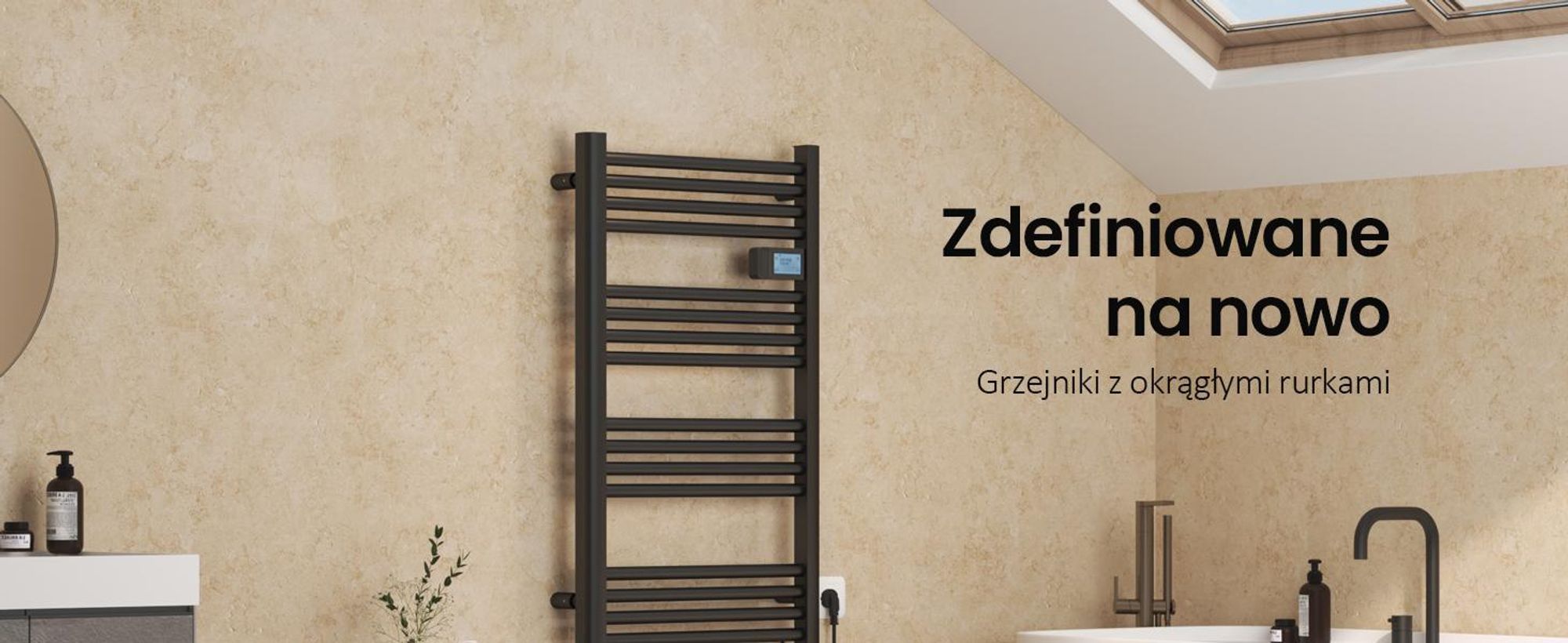 EMKE Grzejnik łazienkowy elektryczny 750x400 mm, 180W czarny, timer dotykowy i programator tygodniowy, suszarka do ręczników