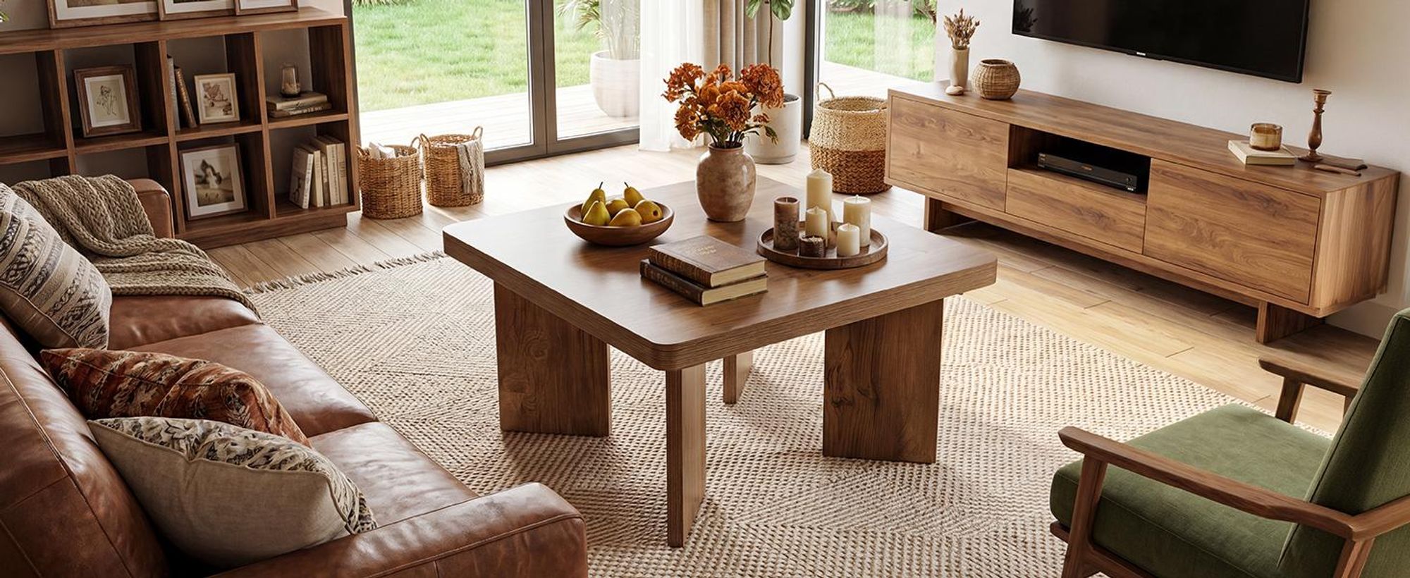 Tribesigns Couchtisch aus Holz 80 cm, im Landhausstil mit dicker Tischplatte und stabilen Beinen für Wohnzimmer, Schlafzimmer, Balkon und kleine Räume