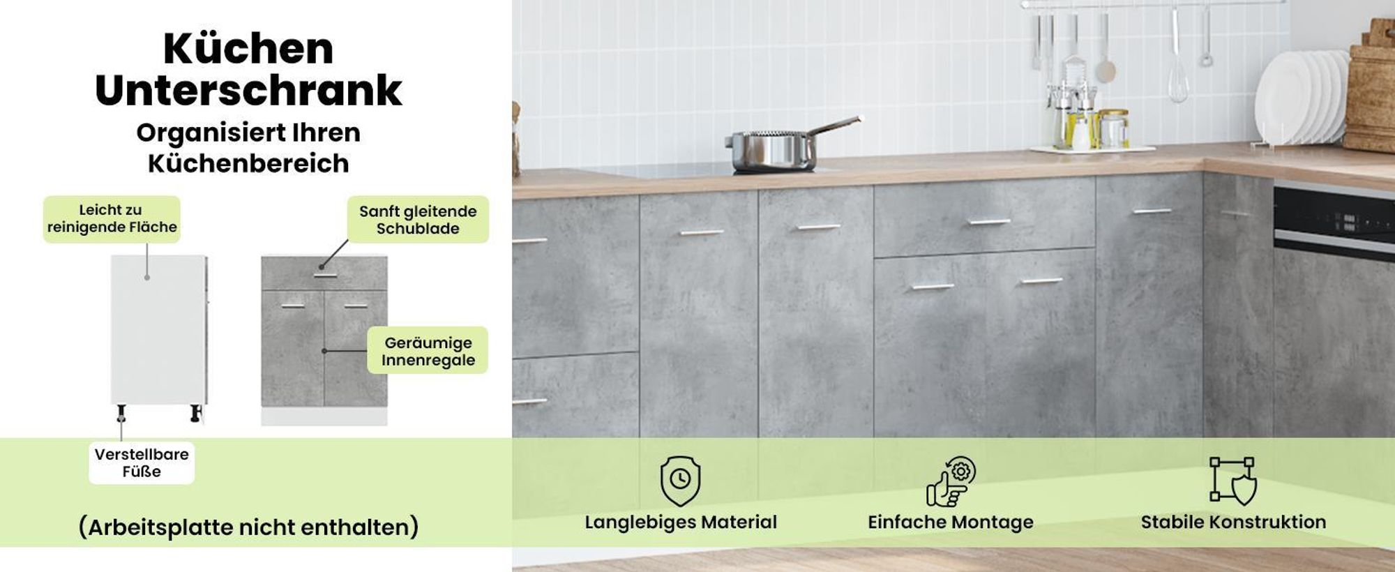 vidaXL Schubunterschrank Lyon Betongrau 60x46x81,5 cm Holzwerkstoff