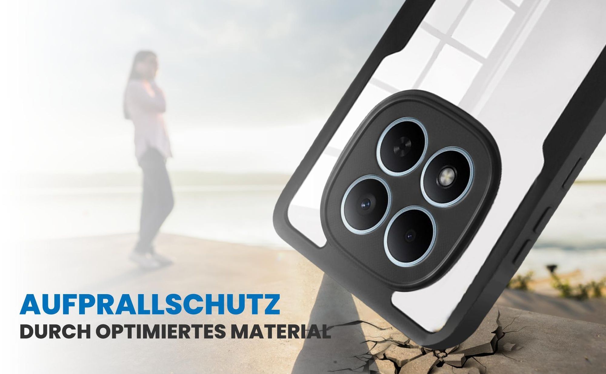 Schwarzes Front Back Cover für Xiaomi Redmi Note 15 Pro mit Aufprallschutz