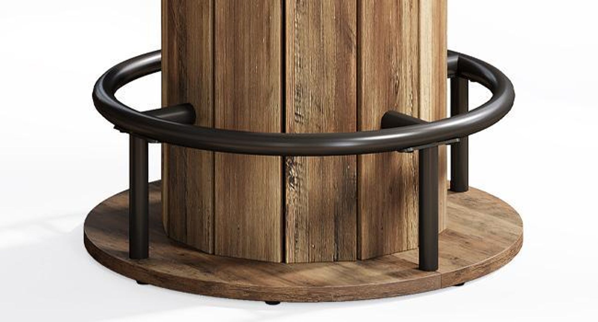 Tribesigns okrúhly barový stôl, výška 100 cm, drevený bistro stôl s kovovou podnožou na krúžky do jedálne, na kávu, na koktaily, do malých miestností, hnedý